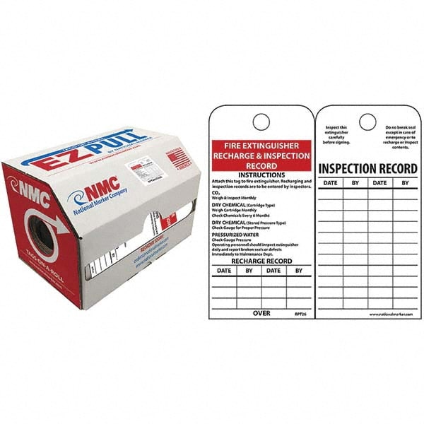 Nmc Pack Of 100 3 High X 6 Long Fire Extinguisher Recharge Inspection Record English Safety Facility Inspection Tags 69390789 Msc Industrial Supply