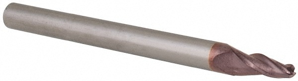 SGS 32450 Tapered End Mill: 7 ° per Side, 1/8" Small Dia, 1/2" LOC, 3 Flutes, Solid Carbide, Ball End Image