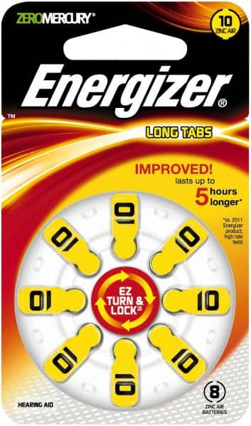 Energizer. AZ10DP-8 Hearing Aid Battery: Size 10, Zinc Air 