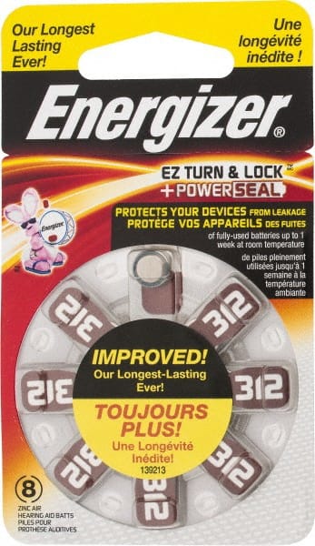 Energizer. AZ312DP-8 Hearing Aid Battery: Size 312, Zinc Air 