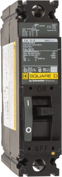 Square D FAL12015 15 Amp, 240 VAC, 1 Pole, Individually Mounted Molded Case Circuit Breaker Image