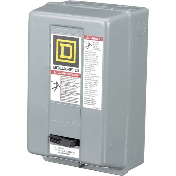 Square D 8536SCG3V02H30S 110 Coil VAC at 50 Hz, 120 Coil VAC at 60 Hz, 27 Amp, NEMA Size 1, Nonreversible Enclosed Enclosure NEMA Motor Starter 