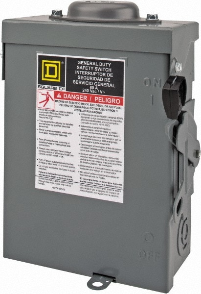 Square D DU322RB Safety Switch: NEMA 3R, 60 Amp, 240V Image