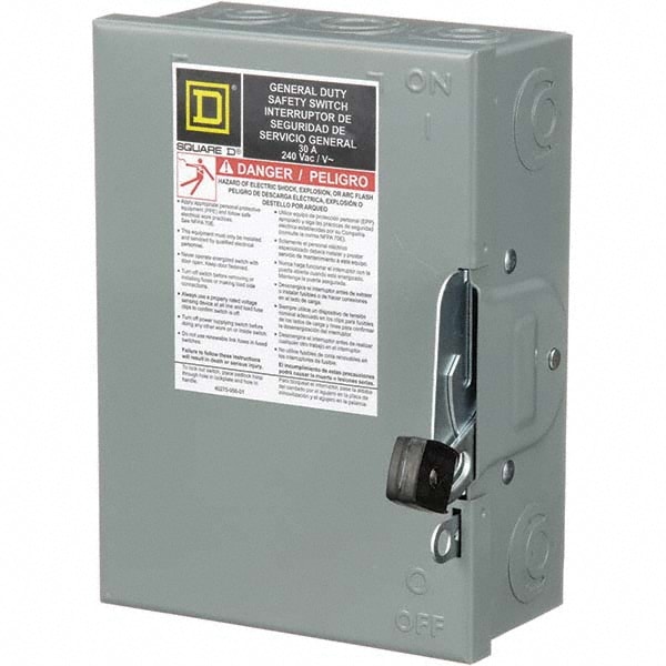 Square D D221N Safety Switch: NEMA 1, 30 Amp, 240V, Fused Image