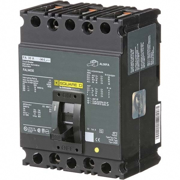 Square D FAL34030 30 Amp, 250 VDC, 480 VAC, 3 Pole, Panel Mount Molded Case Circuit Breaker Image