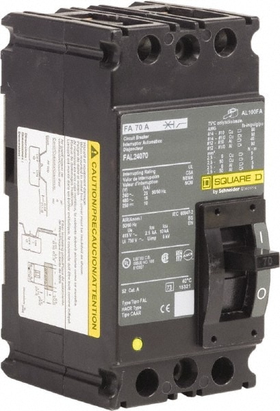 Square D FAL24070 70 Amp, 250 VDC, 480 VAC, 2 Pole, Panel Mount Molded Case Circuit Breaker Image