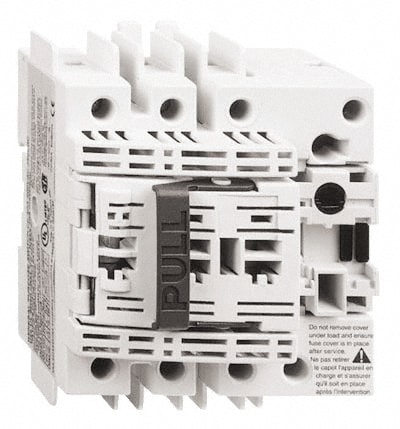 3 Pole, 600 VAC, 30 Amp, Pressure Plate and DIN Rail Mount Fuse Holder