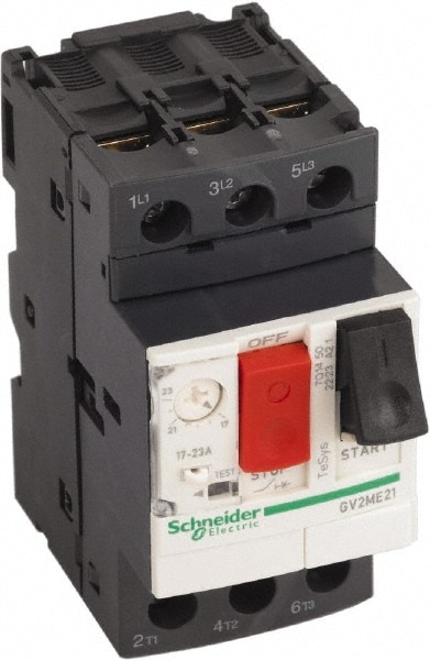 Schneider Electric GV2ME21 23 Amp, 690 VAC at 50/60 Hz, 3 Pole, Bolt On, Clip Motor Circuit Breaker Image