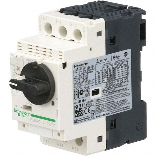 Schneider Electric GV2P21 23 Amp, 690 VAC at 50/60 Hz, 3 Pole, Bolt On, Clip Motor Circuit Breaker Image