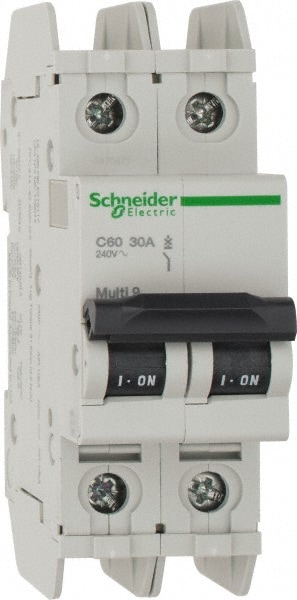 Schneider Electric 60166 30 Amp, 125 VDC, 240 VAC, 60 VDC, 1 Pole, DIN Rail Mount, Fixed Mount Miniature Circuit Breaker Image