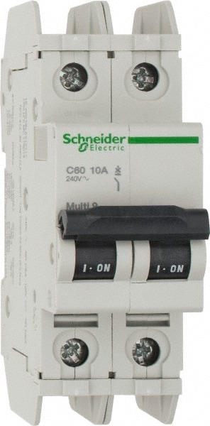 Schneider Electric 60161 10 Amp, 125 VDC, 240 VAC, 60 VDC, 1 Pole, DIN Rail Mount, Fixed Mount Miniature Circuit Breaker Image