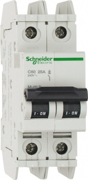 Schneider Electric 60165 25 Amp, 125 VDC, 240 VAC, 60 VDC, 1 Pole, DIN Rail Mount, Fixed Mount Miniature Circuit Breaker Image