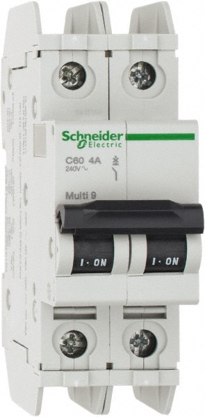 Schneider Electric 60156 4 Amp, 125 VDC, 240 VAC, 60 VDC, 1 Pole, DIN Rail Mount, Fixed Mount Miniature Circuit Breaker Image