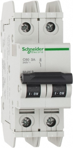 Schneider Electric 60155 3 Amp, 125 VDC, 240 VAC, 60 VDC, 1 Pole, DIN Rail Mount, Fixed Mount Miniature Circuit Breaker Image