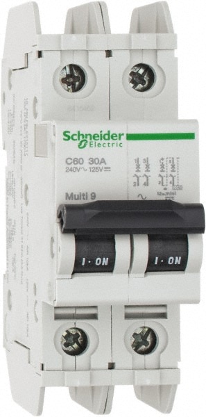 Schneider Electric 60149 30 Amp, 125 VDC, 240 VAC, 60 VDC, 1 Pole, DIN Rail Mount, Fixed Mount Miniature Circuit Breaker Image