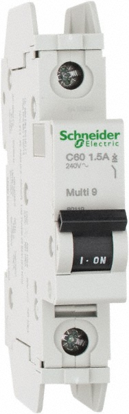Schneider Electric 60119 1 Amp, 125 VDC, 240 VAC, 60 VDC, 1 Pole, DIN Rail Mount, Fixed Mount Miniature Circuit Breaker Image