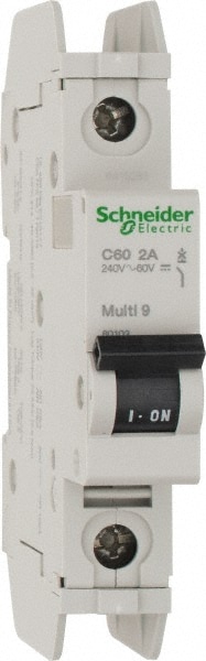 Schneider Electric 60103 2 Amp, 125 VDC, 240 VAC, 60 VDC, 1 Pole, DIN Rail Mount, Fixed Mount Miniature Circuit Breaker Image