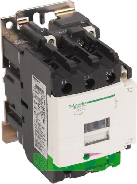Schneider Electric LC1D40G7 IEC Contactor: 3 Poles, NC & NO 