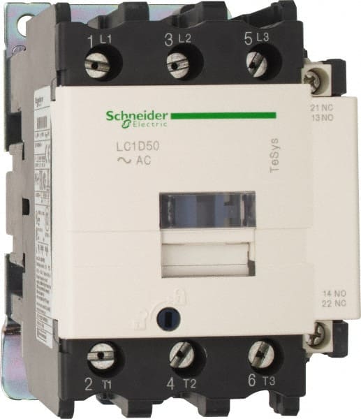 Schneider Electric LC1D50U7 IEC Contactor: 3 Poles, NC & NO 