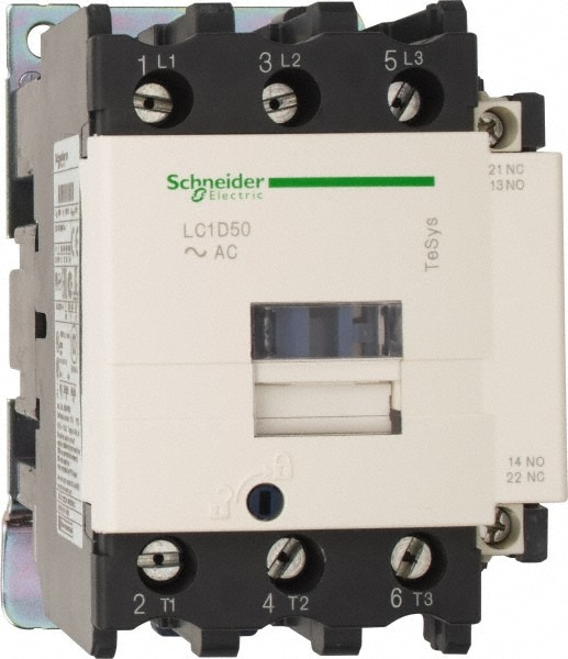 Schneider Electric LC1D50U7 IEC Contactor: 3 Poles, NC & NO Image