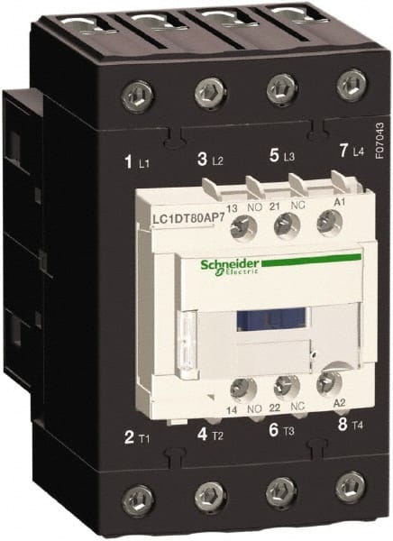 Schneider Electric LC1DT80AG7 IEC Contactor: 4 Poles, NC & NO 