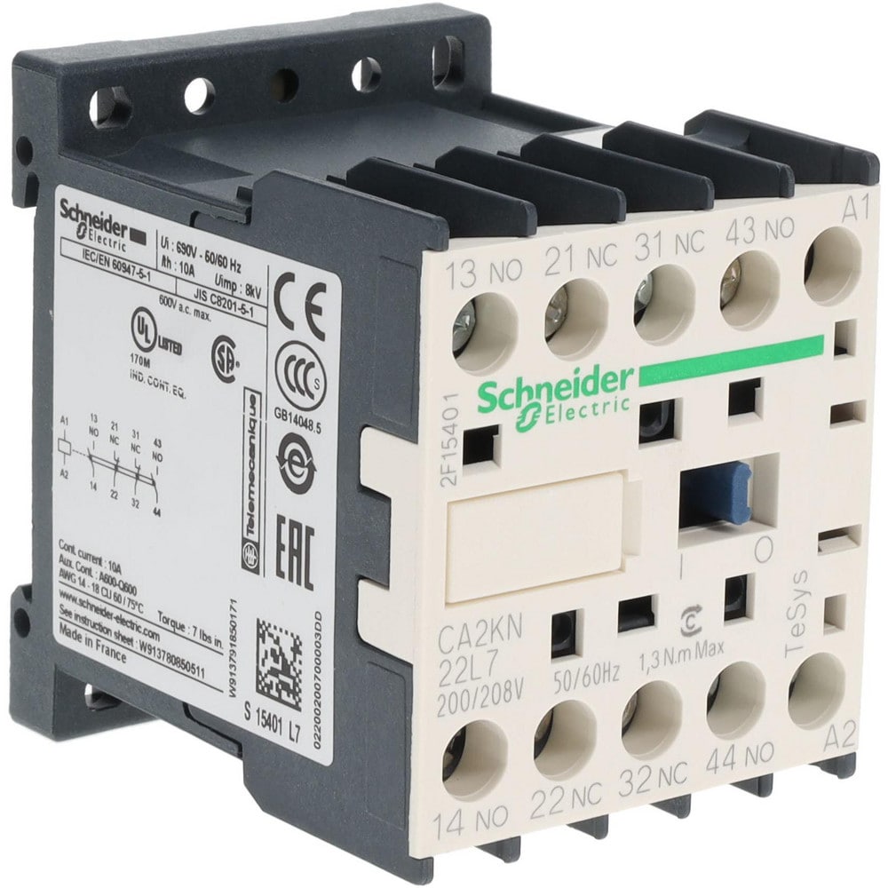 2NC/2NO, 200 VAC at 50/60 Hz Control Relay