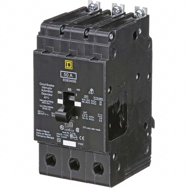 Square D EDB34050 50 Amp, 480Y/277 V, 3 Pole, Bolt On Miniature Circuit Breaker Image