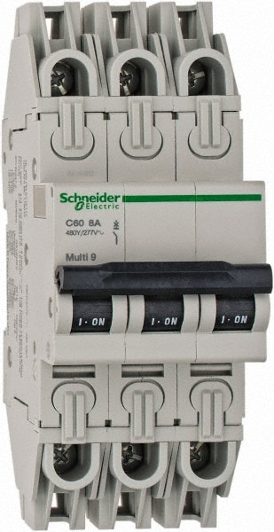 Schneider Electric 60107 6 Amp, 125 VDC, 240 VAC, 60 VDC, 1 Pole, DIN Rail Mount, Fixed Mount Miniature Circuit Breaker Image