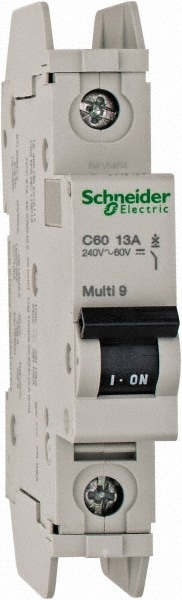 Schneider Electric 60111 13 Amp, 125 VDC, 240 VAC, 60 VDC, 1 Pole, DIN Rail Mount, Fixed Mount Miniature Circuit Breaker Image