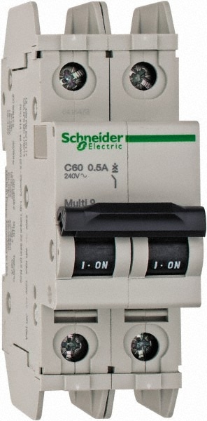 Schneider Electric 60151 0.50 Amp, 125 VDC, 240 VAC, 60 VDC, 1 Pole, DIN Rail Mount, Fixed Mount Miniature Circuit Breaker Image