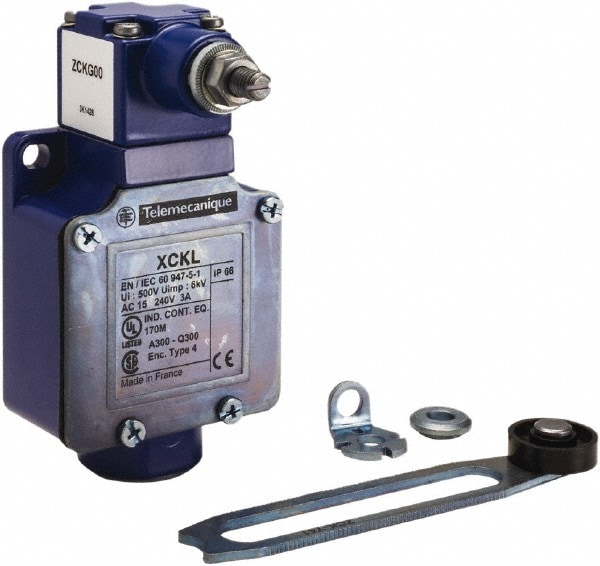 Telemecanique Sensors XCKL10041H7 General Purpose Limit Switch: SPDT, NC, Roller Lever, Top Image