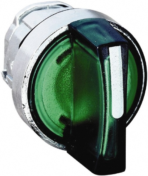 Schneider Electric ZB4BK1333 Selector Switch: 3 Positions, Maintained (MA), Green Handle Image