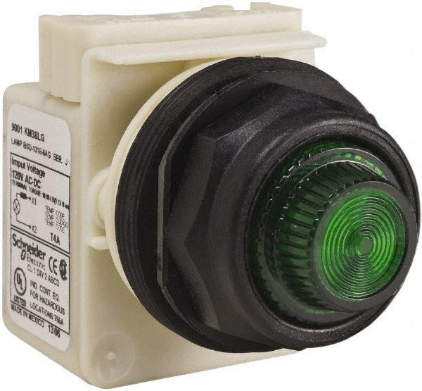 Schneider Electric 9001SKP38LGG31 120 V Green Lens LED Indicating Light Image