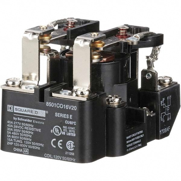 Square D 8501CO16V20 1-1/2 hp, 10 VA Power Rating, Electromechanical Screw Clamp General Purpose Relay Image