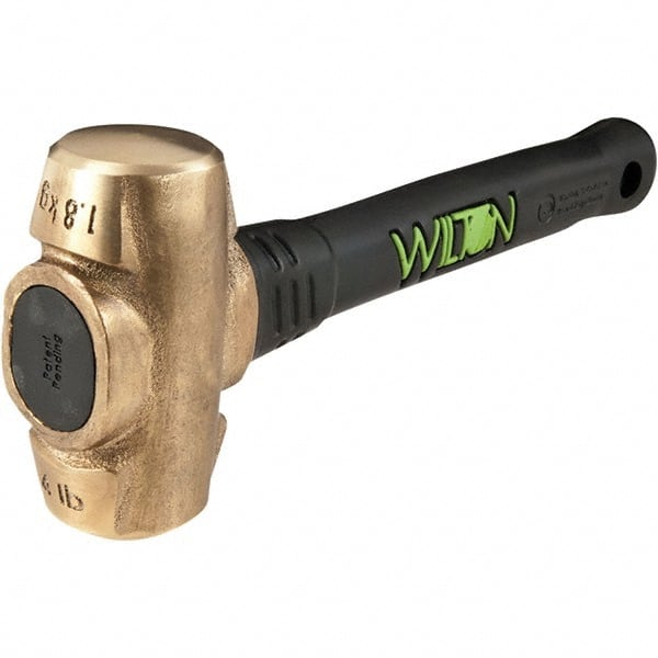 Wilton 90412 Non-Sparking Hammers; Tool Type: Brass Hammer ; Head Material: Brass ; Handle Material: Steel w/Grip ; Head Weight Range: 3 - 5.9 lbs. ; Overall Length Range: 9" - 13.9" ; Head Weight (Lb.): 4 (Pounds) 