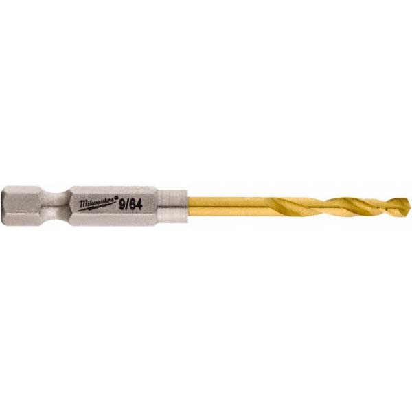 Milwaukee Tool | Milwaukee Mechanics Drill Bit: 9/64" Dia, 135 deg, HSS, Hex Shank, Split Point - Titanium Nitride Finish, 2-3/16" OAL | Part