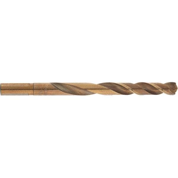 Mechanics Drill Bit: 23/64" Dia, 1350, Cobalt, Weldon Shank, Split Point