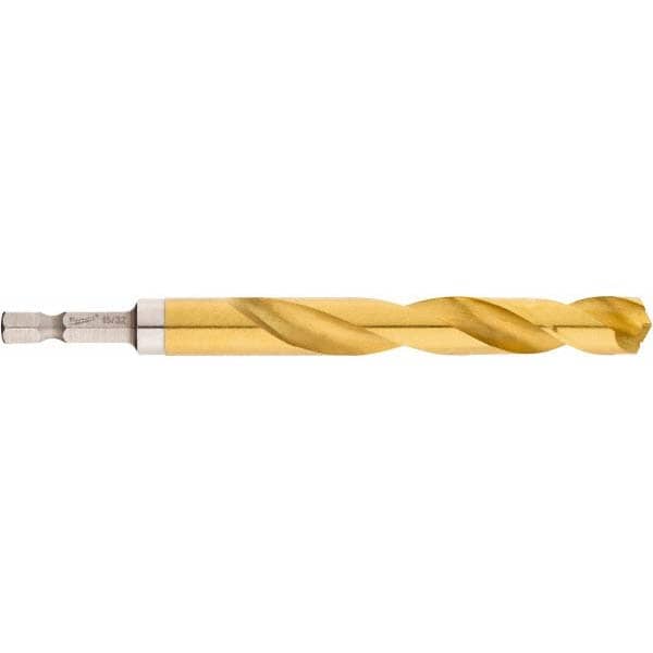 Mechanics Drill Bit: 15/32" Dia, 1350, High Speed Steel, Hex Shank