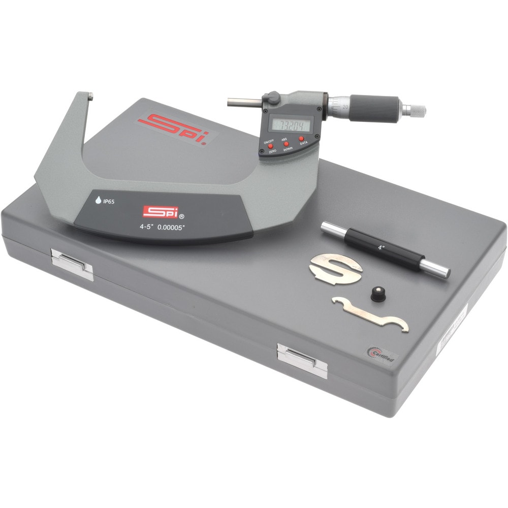 SPI CMS150410007 Electronic Outside Micrometer: 5", Solid Carbide Measuring Face, IP65 Image