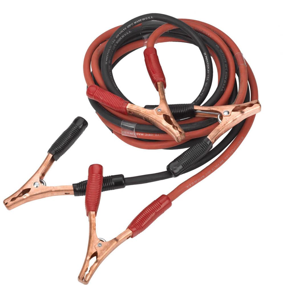 Ability One Booster Cables; Cable Type: Parrot Jaw Clamps w/ Welding Cable; Wire Gauge: 1/0 ga; Cable Length: 25 ft; Cable Color: Red & Black