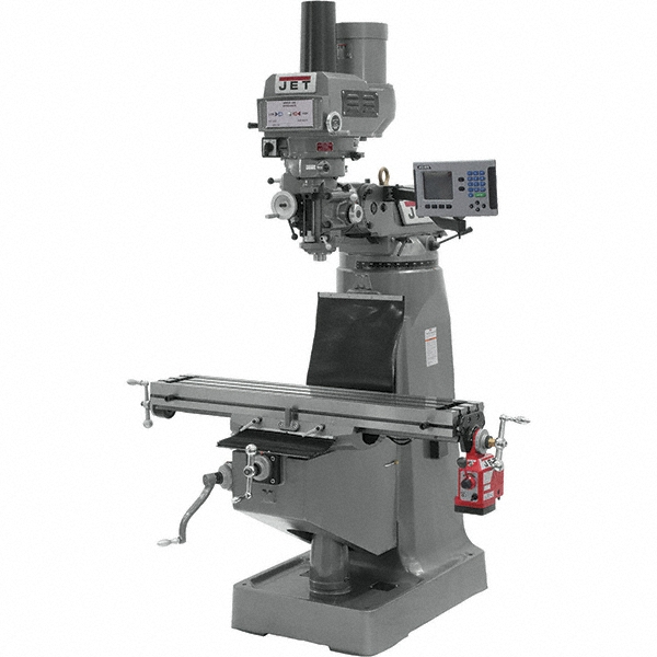 Jet 9" x 49" Knee Milling Machine: 3 hp, Variable Speed Pulley, 3 Phase - 60 to 4,200 RPM, R8 Spindle Taper | Part #690251