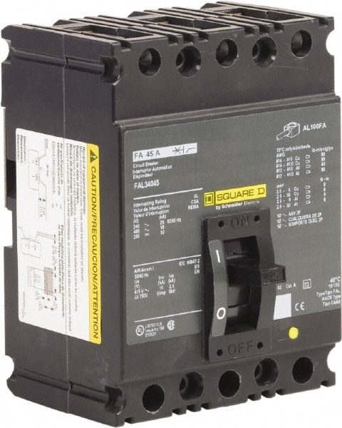 Square D FAL34045 45 Amp, 250 VDC, 480 VAC, 3 Pole, Panel Mount Molded Case Circuit Breaker Image