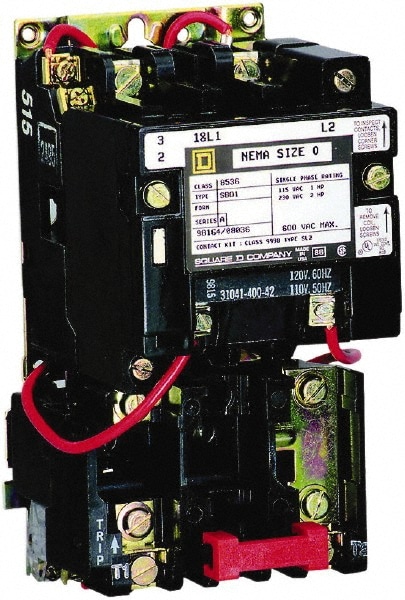 Square D 8536SBO1V02S 110 Coil VAC at 50 Hz, 120 Coil VAC at 60 Hz, 18 Amp, Nonreversible Open Enclosure NEMA Motor Starter Image