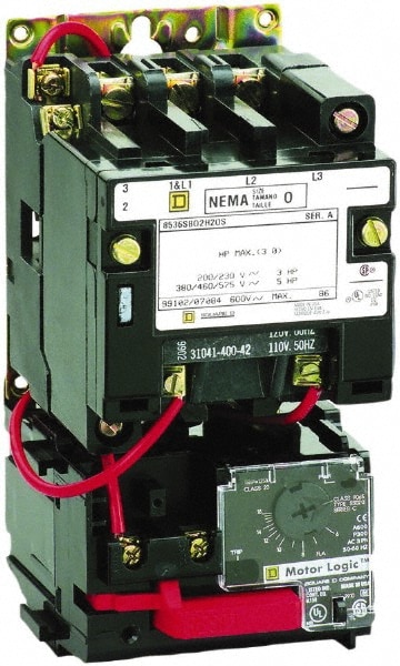 Square D 36SAO12V02H308S 110 Coil VAC at 50 Hz, 120 Coil VAC at 60 Hz, 9 Amp, Nonreversible Open Enclosure NEMA Motor Starter Image