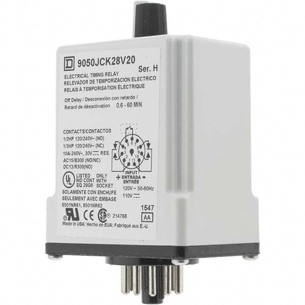 Square D 9050JCK28V20 0.66 min Delay, DPDT Time Delay Relay Image