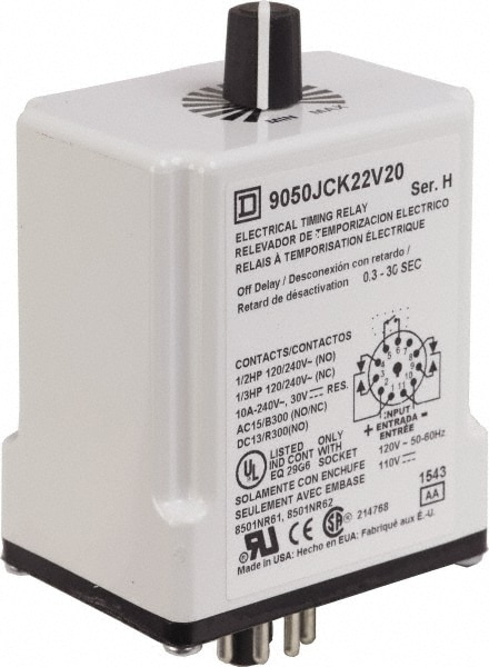 Square D 9050JCK22V20 DPDT Time Delay Relay Image