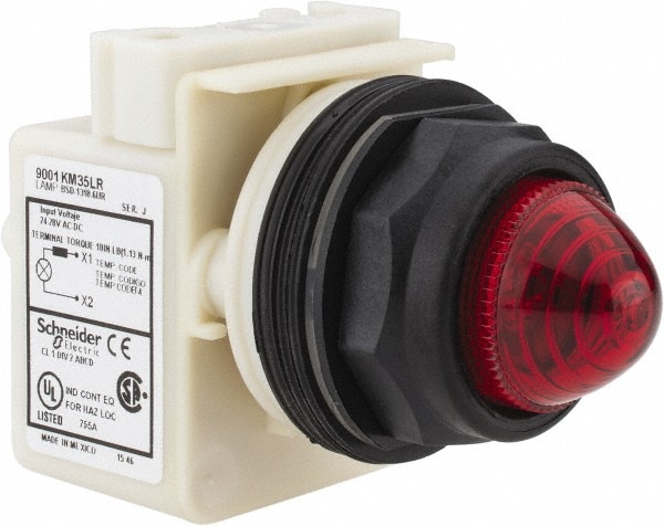 Schneider Electric 9001SKP35LRR9 24 VAC/DC Red Lens LED Pilot Light Image