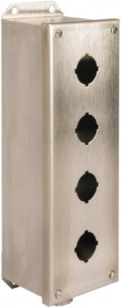 Schneider Electric 9001KYSS4 4 Hole, 30mm Hole Diameter, Stainless Steel Pushbutton Switch Enclosure 