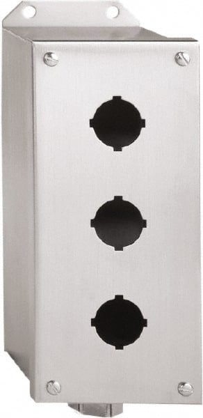 Schneider Electric 9001KYSS3 3 Hole, 30mm Hole Diameter, Stainless Steel Pushbutton Switch Enclosure 