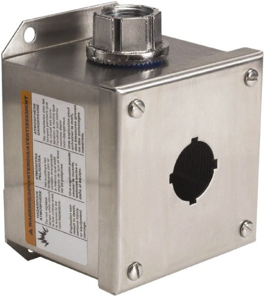 Schneider Electric 9001KYSS1 1 Hole, 30mm Hole Diameter, Stainless Steel Pushbutton Switch Enclosure 
